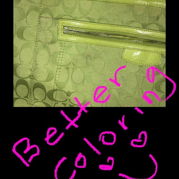 Coach Tote, Hobo and Bigger Wristlet. Brilliant Lime Green! - Picture 3 of 13